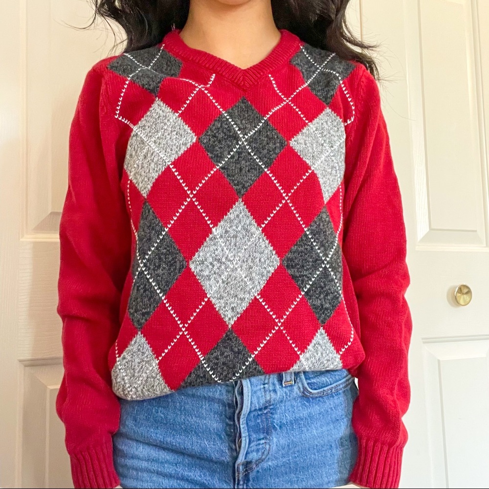 Urban Pipeline V-Neck Argyle Sweater Sz XS